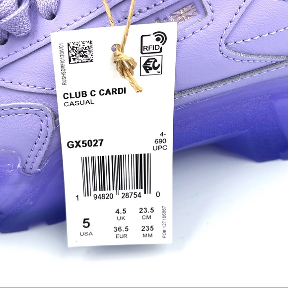 New Youth Reebok Classic Cardi B X Club C Crisp Purple Casual Sneakers 5 GX5027 - Picture 11 of 12